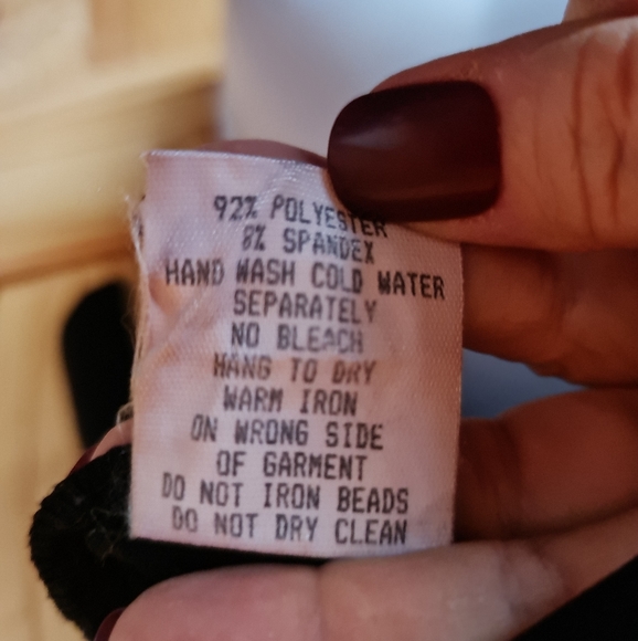 Rabbit Rabbit Rabbit Designs Beaded V Neck 3/4 Sleeve Black Knit Top EUC Size 12 - Picture 7 of 7